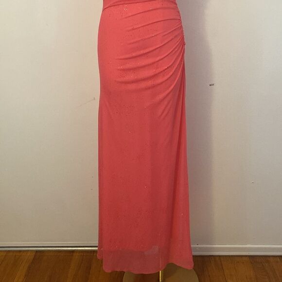 Vintage Late 90's City Triangles Pink One Shoulder Sparkle Maxi Gown Size XS - Picture 4 of 12